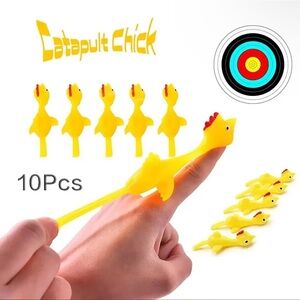 Rubber chicken toy ten piece set. New.